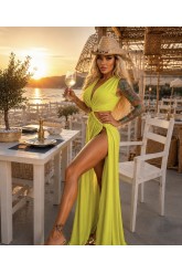     Rochie Luxury Lime Couture cu Decupaje Elegante, Marime Universala