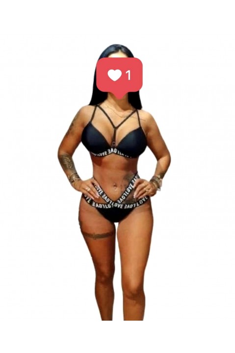 Costum de baie superb, negru, LOVE