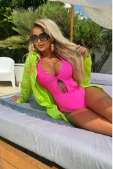 Costum de baie intreg siclam cu benzi la spate