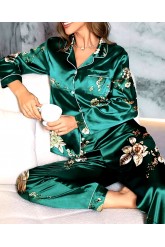 Pijama superba din satin cu motive florale, S