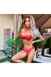 Costum de baie in 2 piese, sutien cu paiete superb