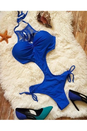 Costum de baie chilot brazilian, albastru intens