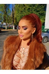 Palton nude cu blana artificiala