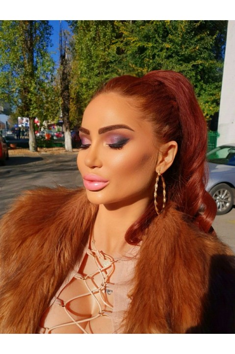 Palton nude cu blana artificiala