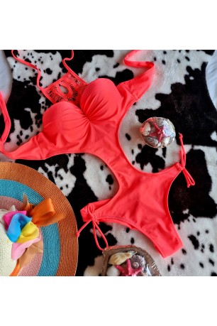 Costum de baie cu chilot brazilian corai