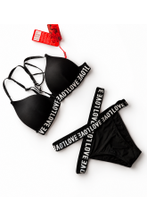 Costum de baie superb, negru, LOVE, orice marime disponibila