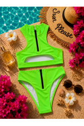 Bikini Neon Luxe Zip – Electric Green