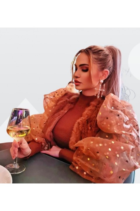 Vesta din blana naturala de iepure culoare caramel