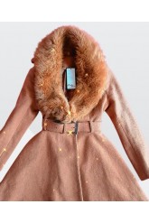 Palton caramel cu blana artificiala