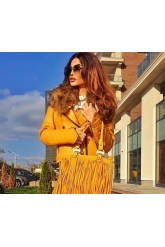 Geaca din piele cu guler de blana 100% naturala