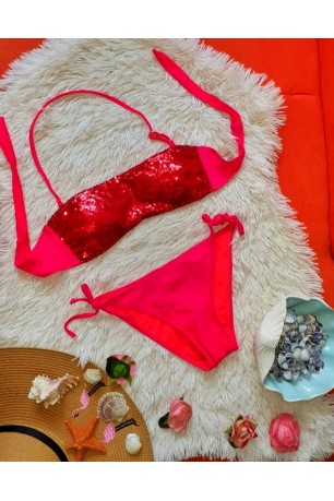 Costum de baie in 2 piese, sutien cu paiete superb